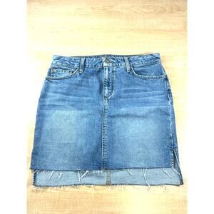 Joes Jeans Denim Jean Skirt Womans Size 29 Blue High Low Raw Frayed Hem